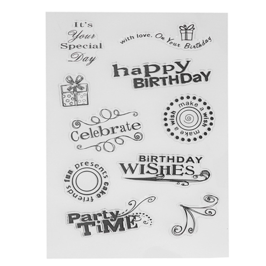 lear Stamp (Stempel Transparan/Bening) - Letter &quot;PARTY TIME, etc.&quot;