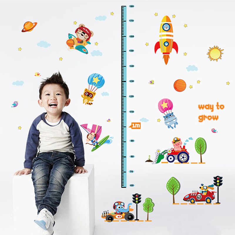 RELIZA WALL STICKER TINGGI BADAN ROKET ANAK KIDS MOBIL GROW UP TRANSPORTASI SK9126 STIKER DINDINGi
