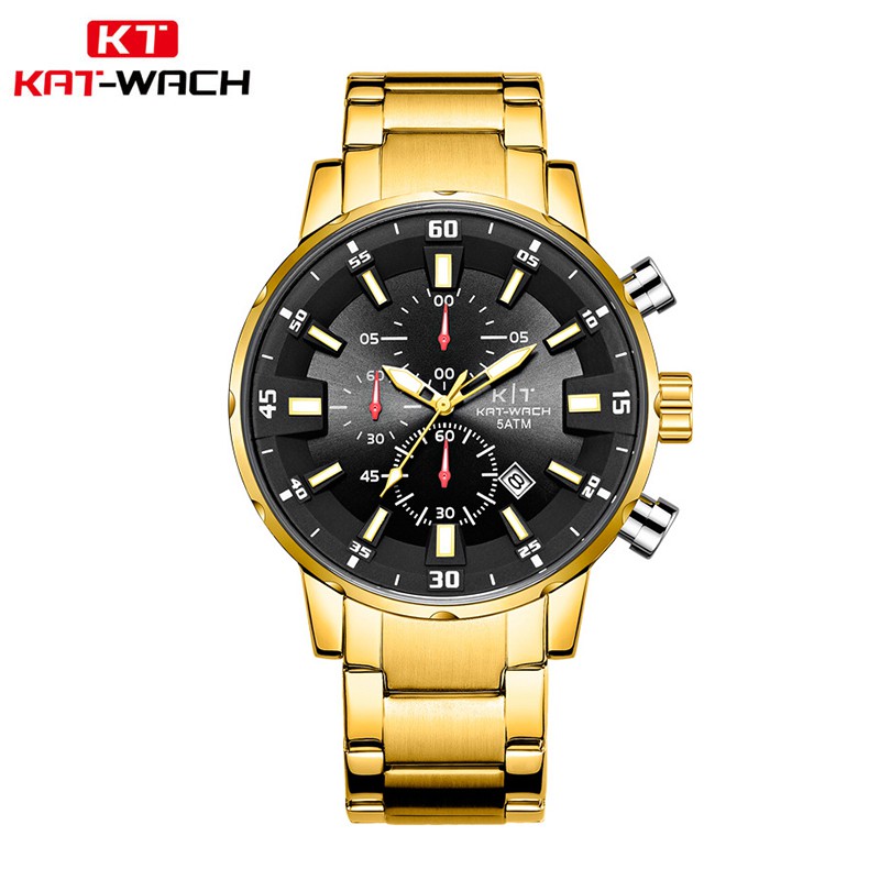 KAT-WACH KT3101 Jam Tangan Pria Analog Tali Stainless Luminous WATCHKITE WKOS