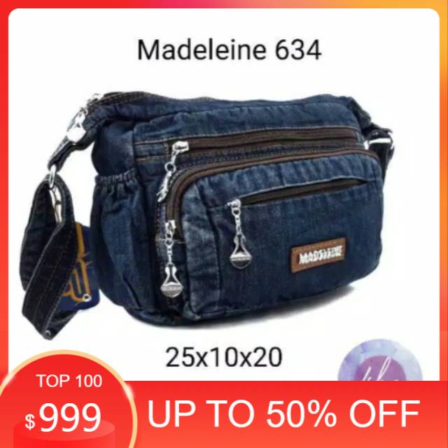 tas selempang jeans wanita tas jeans madeline 634