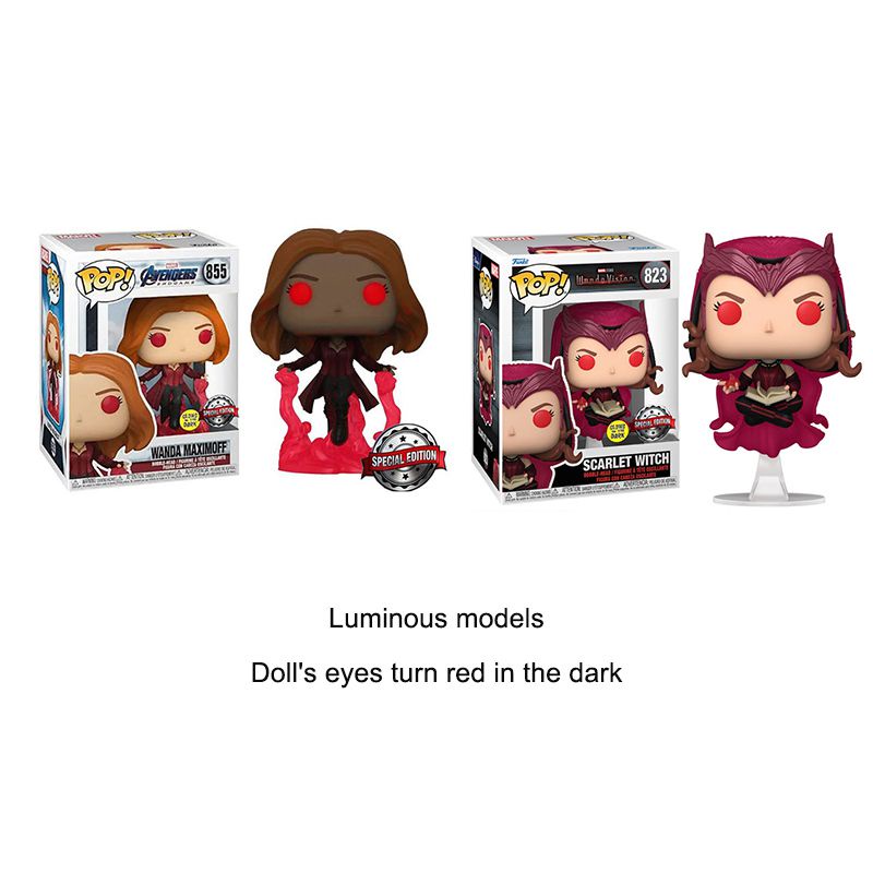 FUNKO POP Marvel Scarlet Witch Vision Night Glowing Doll Figure Kids Toy Gift