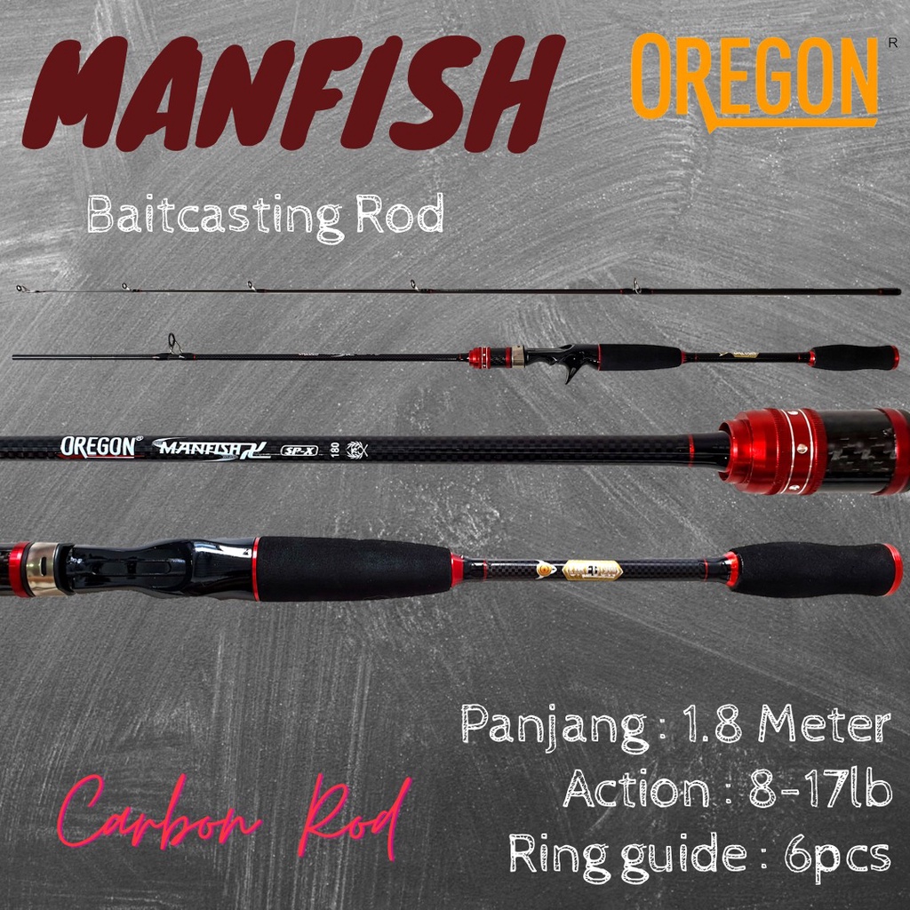 Joran BC Bait Casting Oregon Manfish Bahan Carbon Panjang 180 17lb Ringan Bisa Untuk Laut Danau Sung