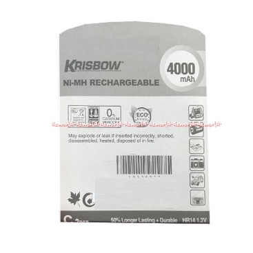 Krisbow Ni MH Rechargeable 4000MAH Baterai C 2Pcs Batrai Bulat Besar Bisa Di charge Di Charger Ulang Batrai Bisa Di Cas Battery C Battery Type C