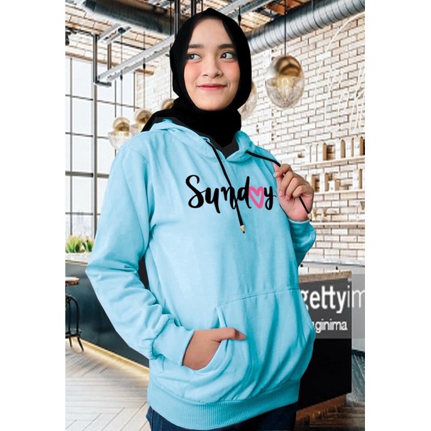 Sweater Hoodie Wanita sunday / Sweater Hoodie Korean Style / Sweater Terbaru 2020 / Sweater Tebal / Sweatshirt Hoodie Wanita