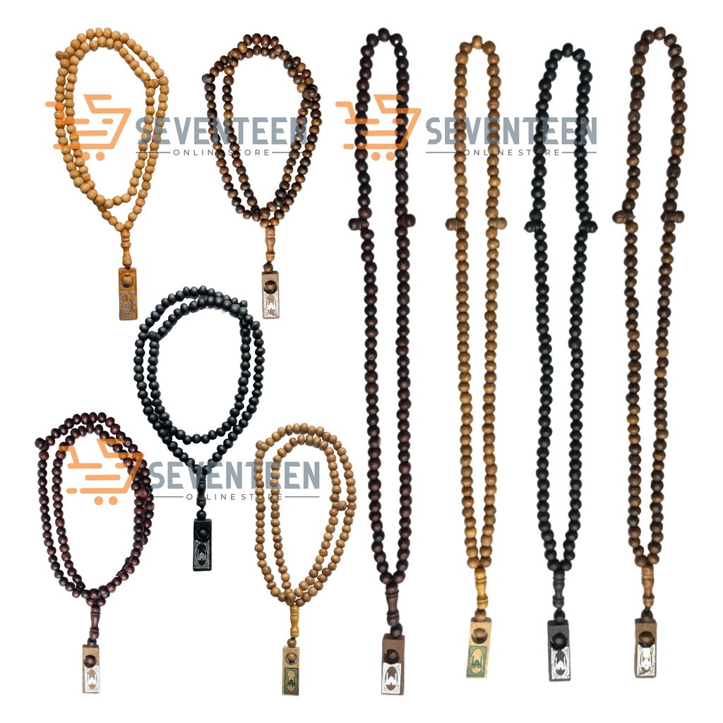 SEVENTEEN TASBIH KAYU ISI 99 BUTIR 8MM SOUVENNIR HAJI YASINAN TAHLILAN HADIAH KADO BINGKISAN WEDDING MUSLIM