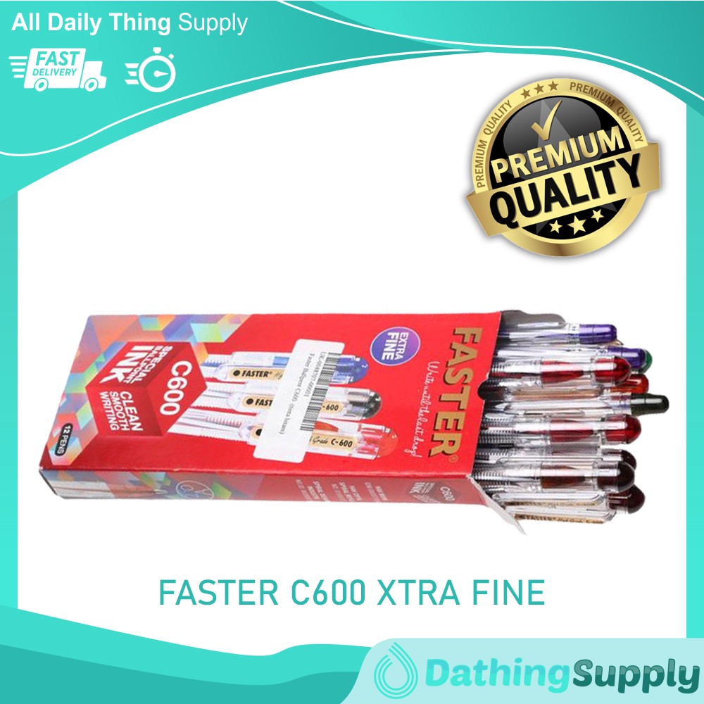 

Pulpen Faster C600 Ballpoint / Pena Pen 0.7mm isi 12 PCS