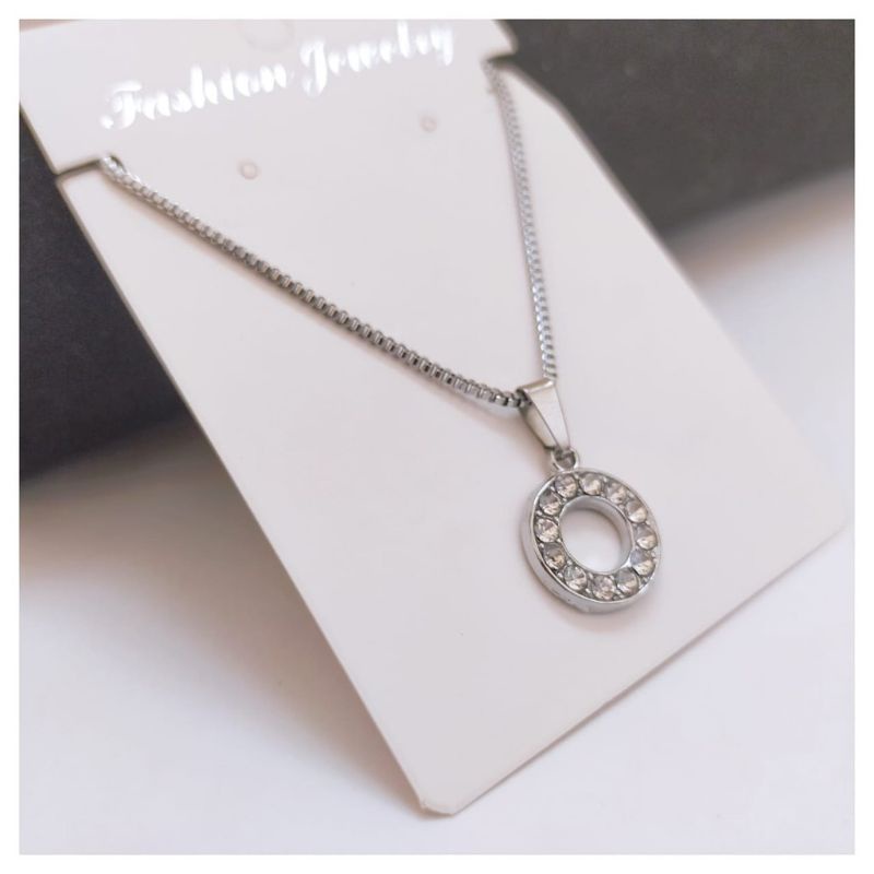 KALUNG SILVER ANTI KARAT - ANTI LUNTUR// Kalung Liontin Wanita Model Bulat Atau O