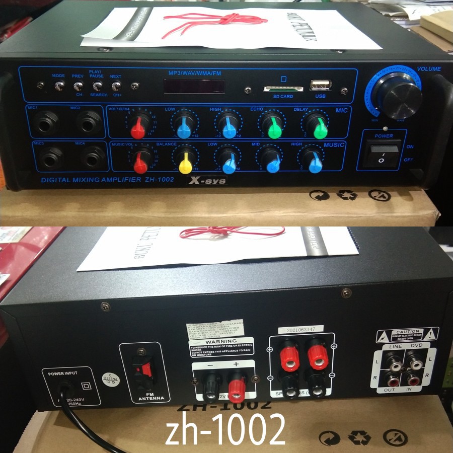 Amplifier Karaoke X-SYS ZH 1002 Bluetooth USB Amplifier X Sys ZH1002