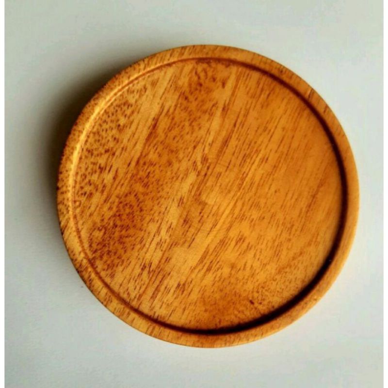 Jual Wooden coaster tatakan gelas kayu bulat 9 cm alas gelas kayu