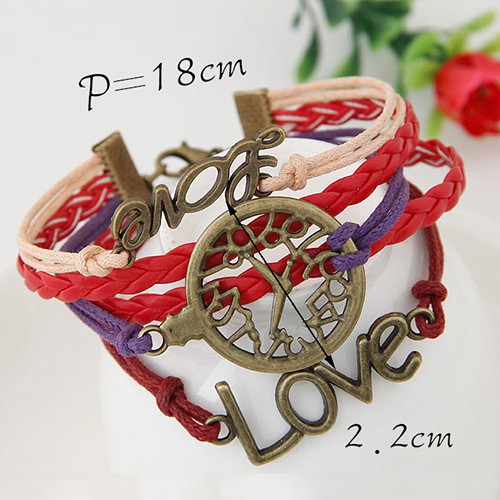 LRC Gelang Tangan Vintage Red Hollow Out Watch&amp;letter Love Decorated A46934