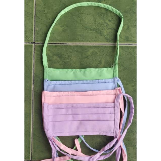 Masker tali bahan kain Oxford Sari warna ecer