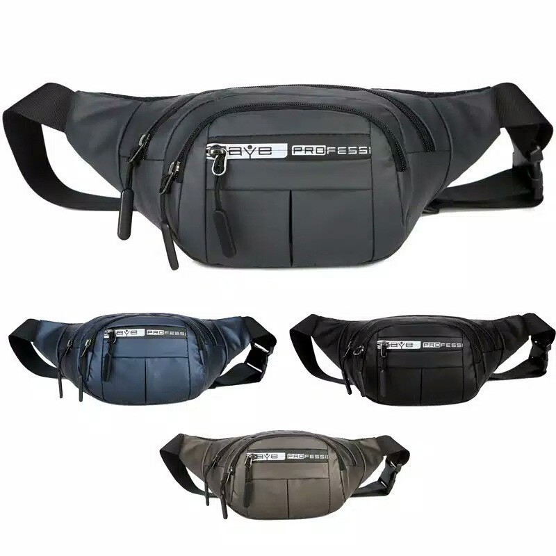 PROMO TRM Waistbag Pria waterproof 3 pocket Multifungsi Y22 Black