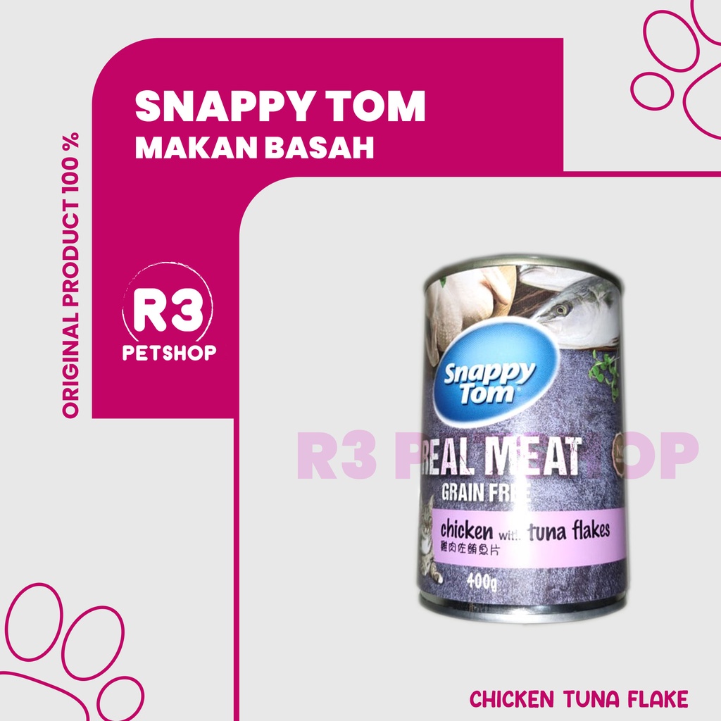 Makanan Kucing kaleng Snappy Tom 400g @1dus isi 12pcs wetfood