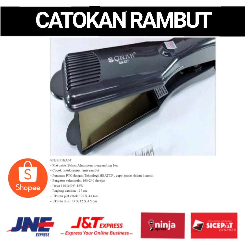 Catokan Rambut Sonar SN 839 Temperatur Suhu Catok profesional Plat Lebar Alat Pelurus Rambut FREE SISIR RAMBUT