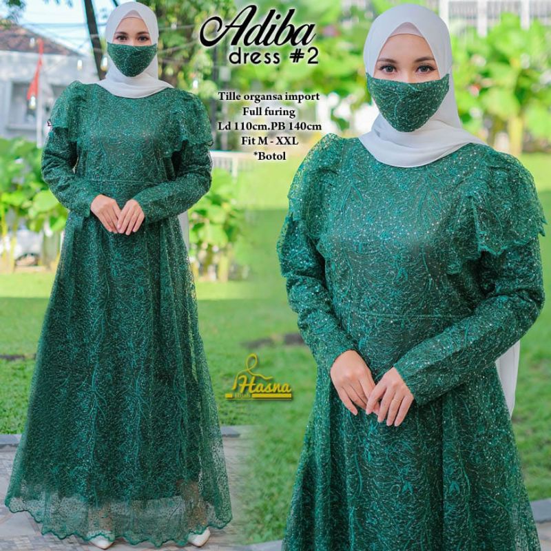 RHS ~ adiba dress #2 dress pesta bahan tile import premium jumbo busui ori solo by hasna
