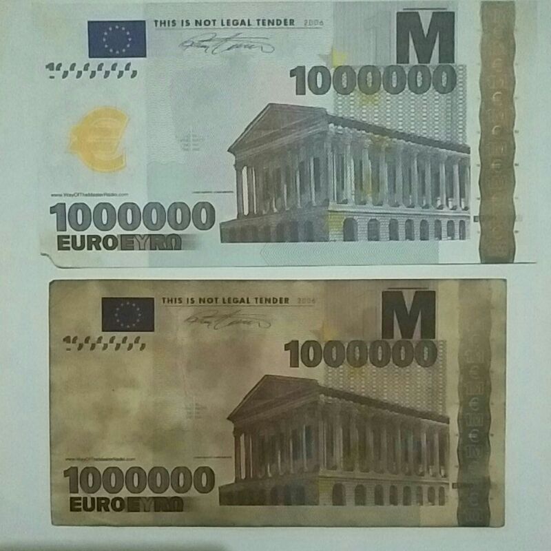 uang euro 1jt , uang souvenir euro gedung tahun 2006,