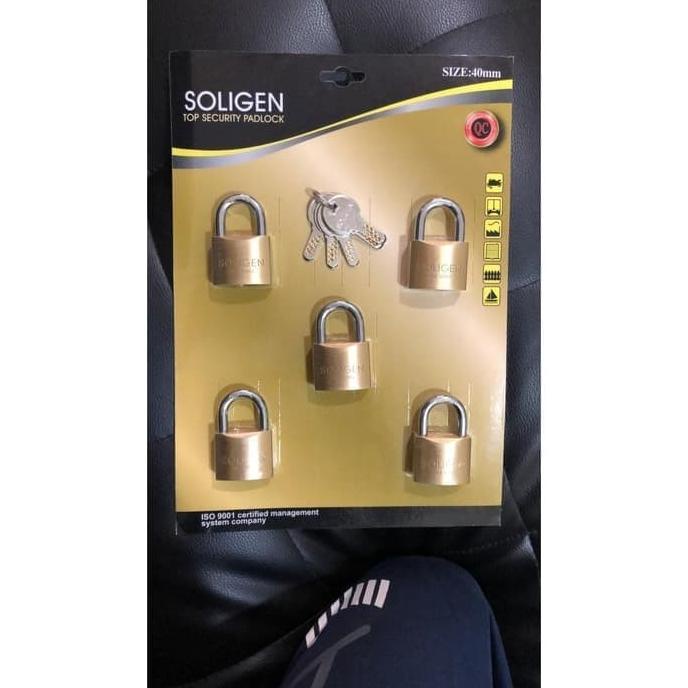 BISA BAYAR DITEMPAT Gembok Master Key SOLIGEN 5 pcs Kuningan 40 50 60 mm Komputer - 40 mm TERBAIK
