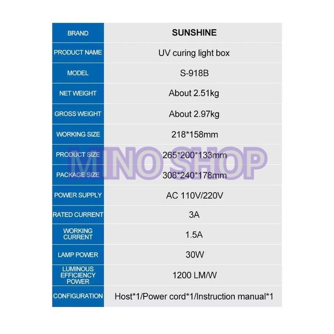 SUNSHINE S-918B UV CURING LIGHT BOX - LAMPU UV SUNSHINE S-918B