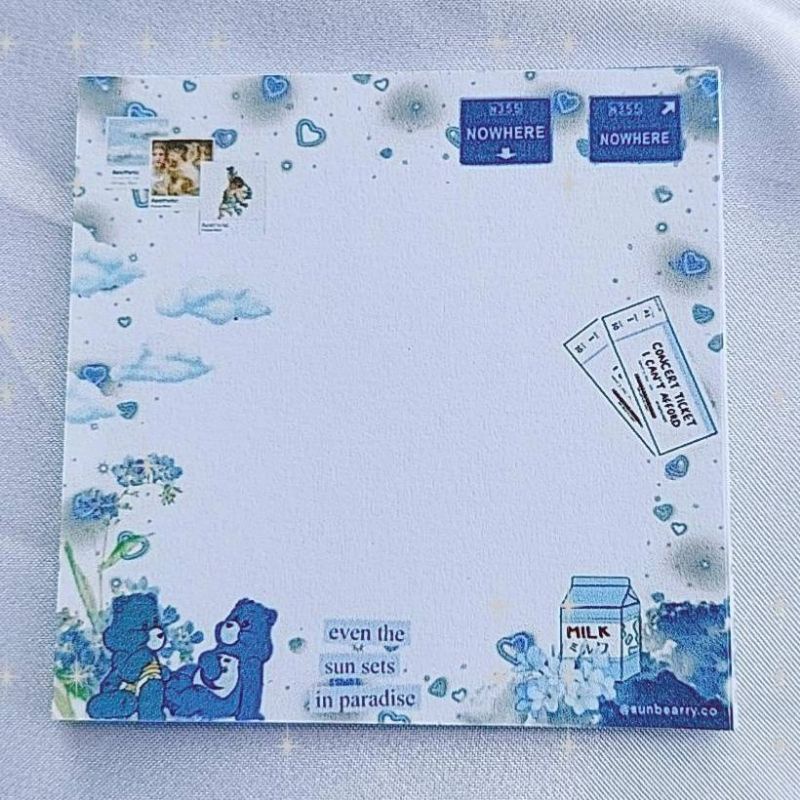 Memo pad by sunbearry.co custom memo pad bts snoppy aesthetic star scrabook-Blue aesthetic