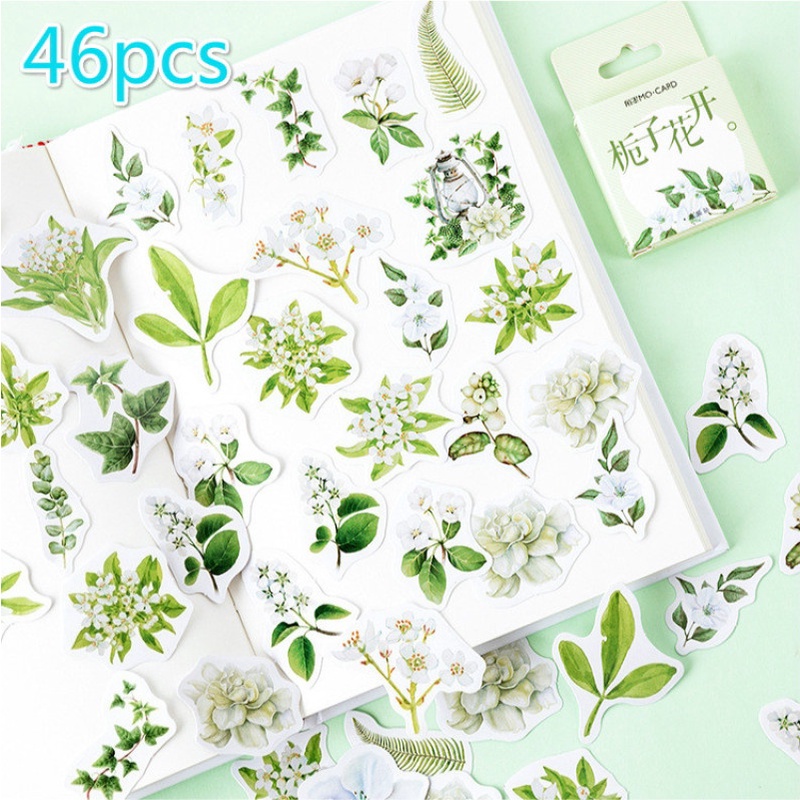 Stiker Desain Gardenia Bunga Warna Hijau Putih Untuk Musim Panas