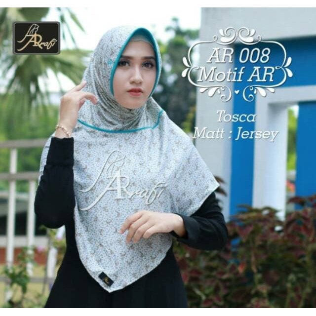 Promo!! Ar 008 Motif Escudo Arrafi Hijab Simpel Jilbab Serut Kerudung Jeblus - Hitam Terlaris!!