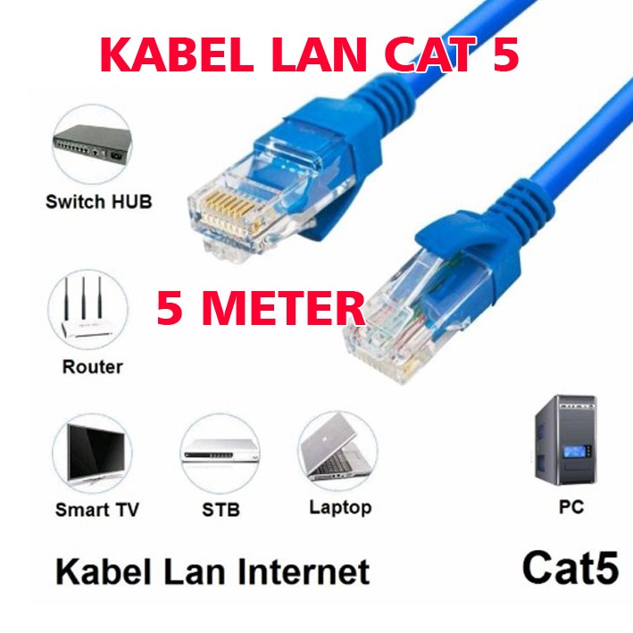 Kabel LAN RJ45 ETHERNET 5M CAT 5 / Kabel UTP 5 Meter Pabrikan High Quality 333