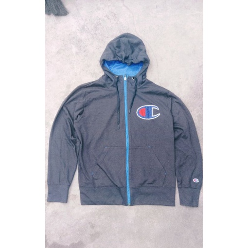 Jaket Zip Hoodie Big Logo Champion Second Branded original