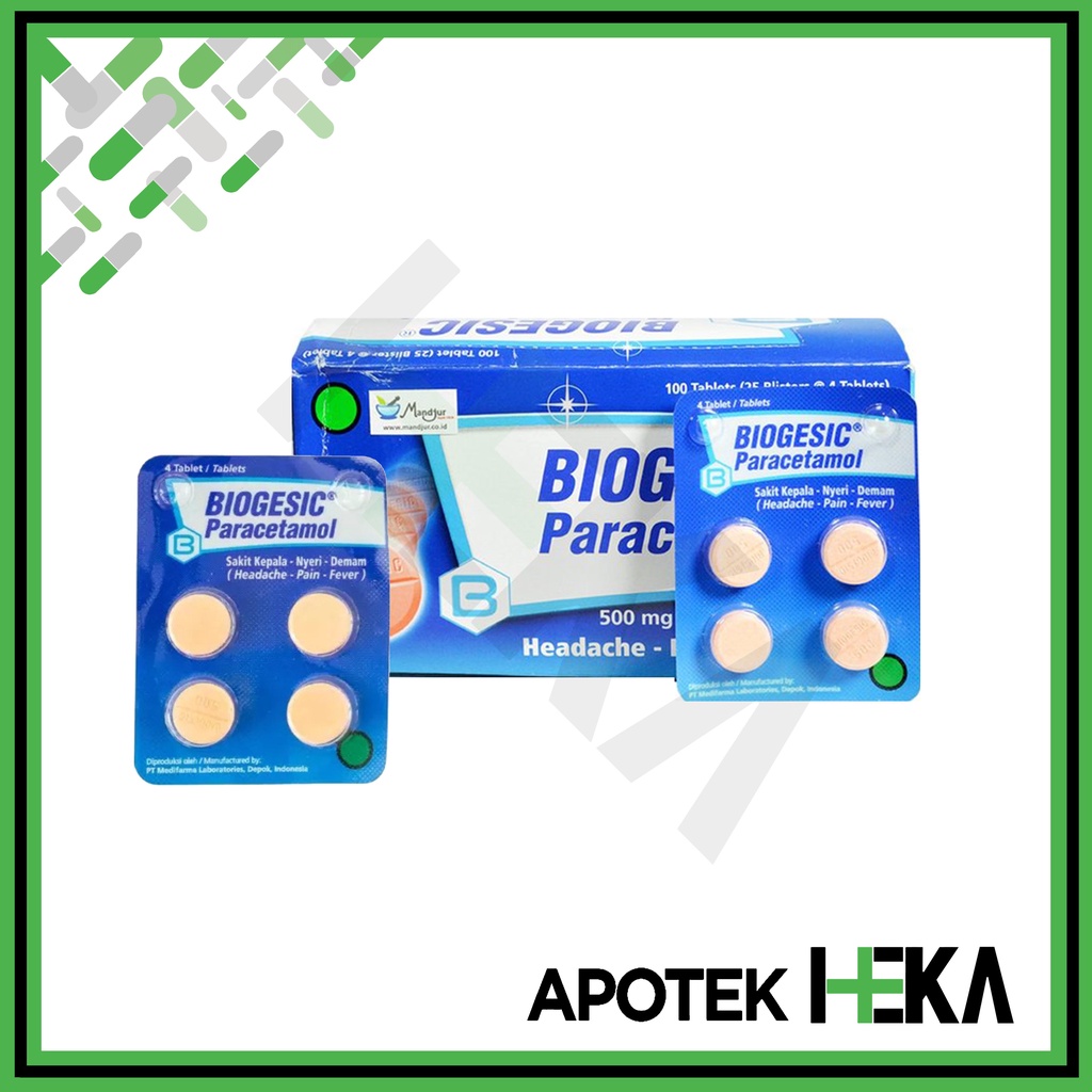 Biogesic Parasetamol Box isi 25x4 Tablet - Obat Sakit Kepala, Demam (SEMARANG)