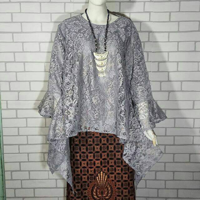 kebaya brukat junbo grey / kebaya jumbo abu ld 120 ld 130 ld 140 cm