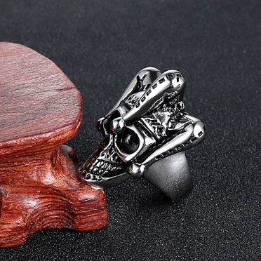 SEUSUK  Cincin Desain Tengkorak Badut Gaya Gothic Vintage untuk Pria COD