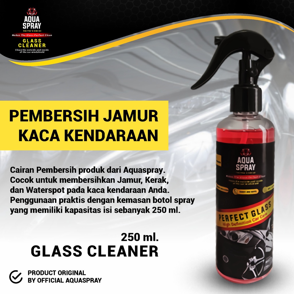 SKIKI91 -AQUA SPRAY / PERFECT GLASS CLEANER / PEMBERSIH JAMUR KACA MOBIL /  BONUS LAP MICROFIBER