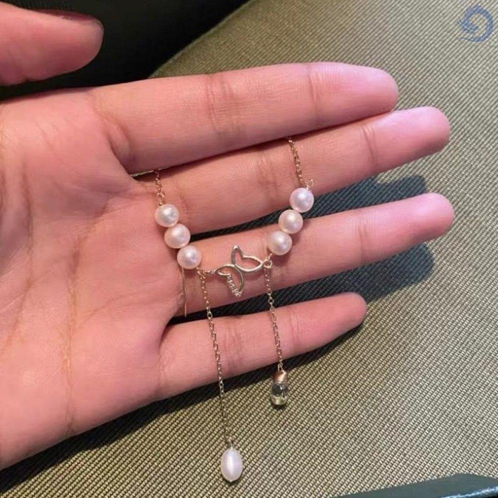 Mxbeauty Kalung Perempuan Indah Vintage Mutiara Kupu-Kupu Elegan Fashion Rantai Klavikula