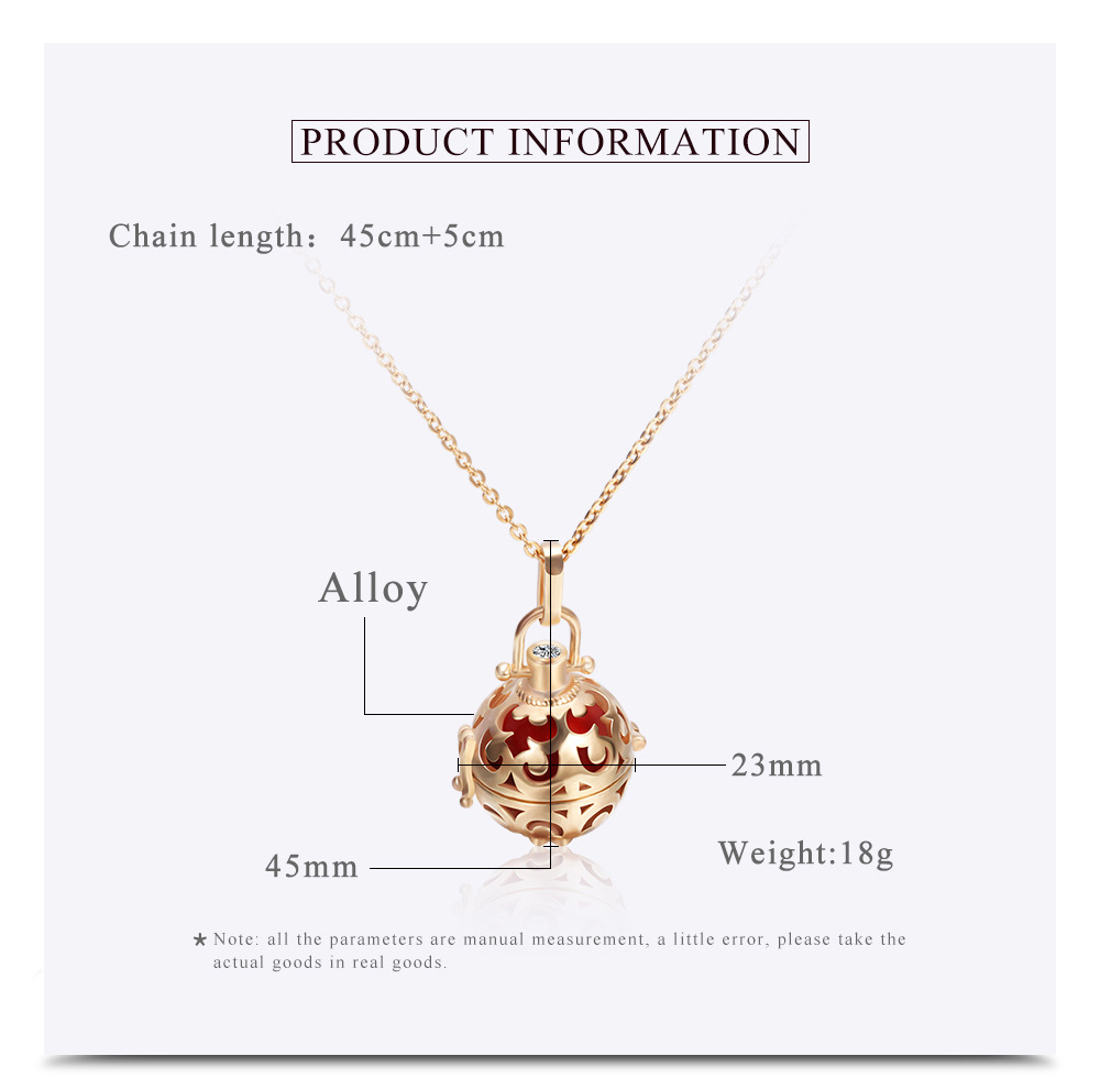 Putaran Berongga Liontin Bulat Wanita Hamil Bell Kalung