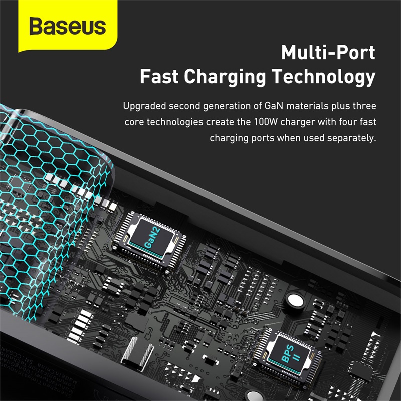 Baseus Gan 2 Pro Quick Charger 100W Type C USB 4 Output