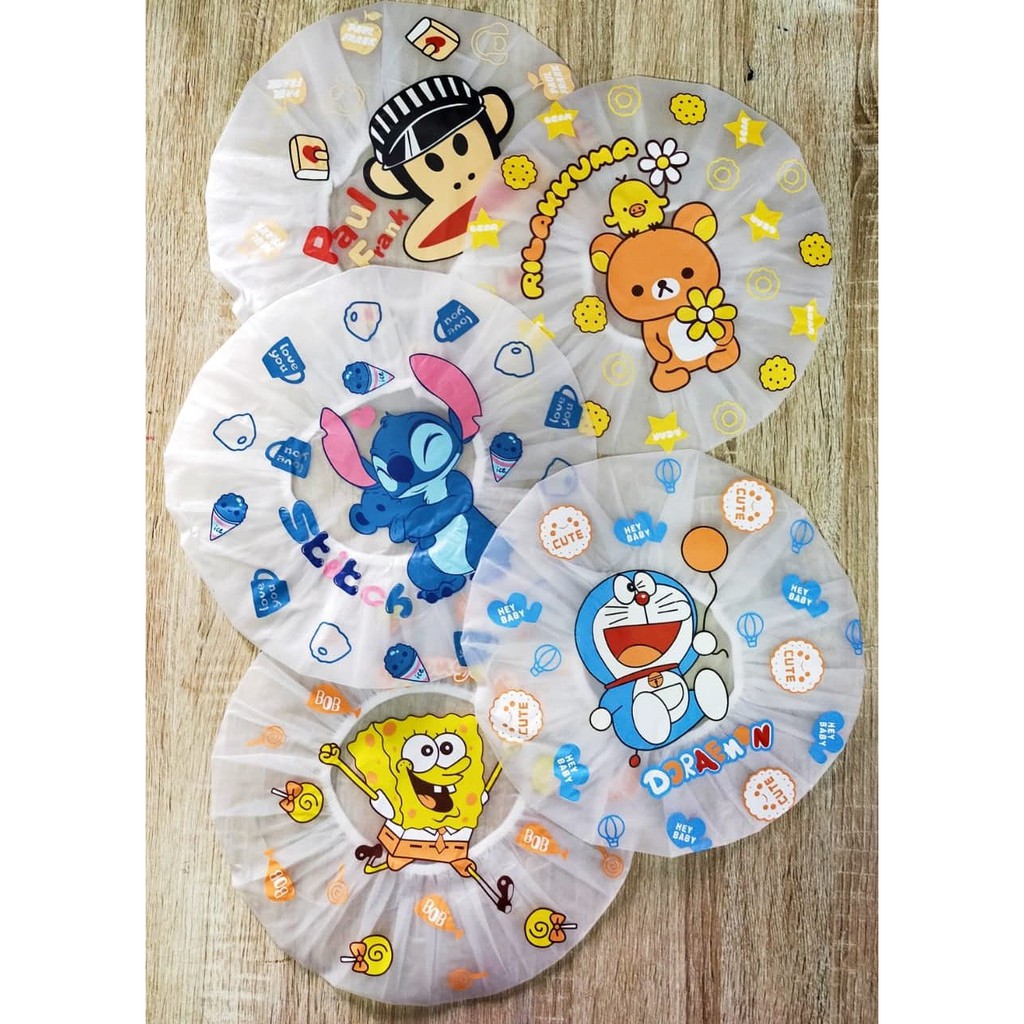 SHOWER CAP GAMBAR KARAKTER KARTUN - BAHAN PLASTIK WATERPROOF