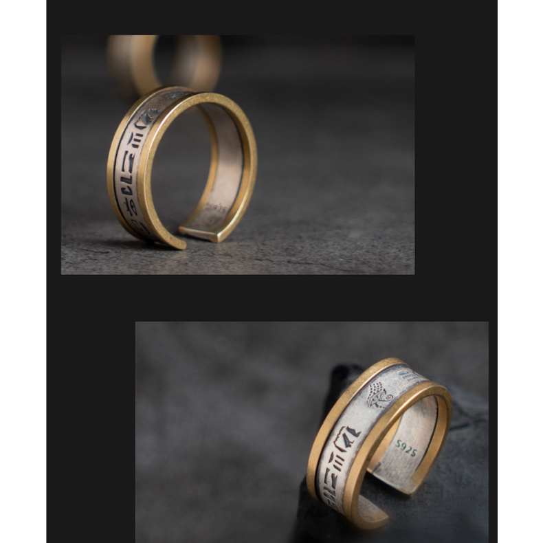 Cincin Model Terbuka Bahan Metal Desain Mata Horus Gaya Mesirvintage Adjustable Untuk Pria