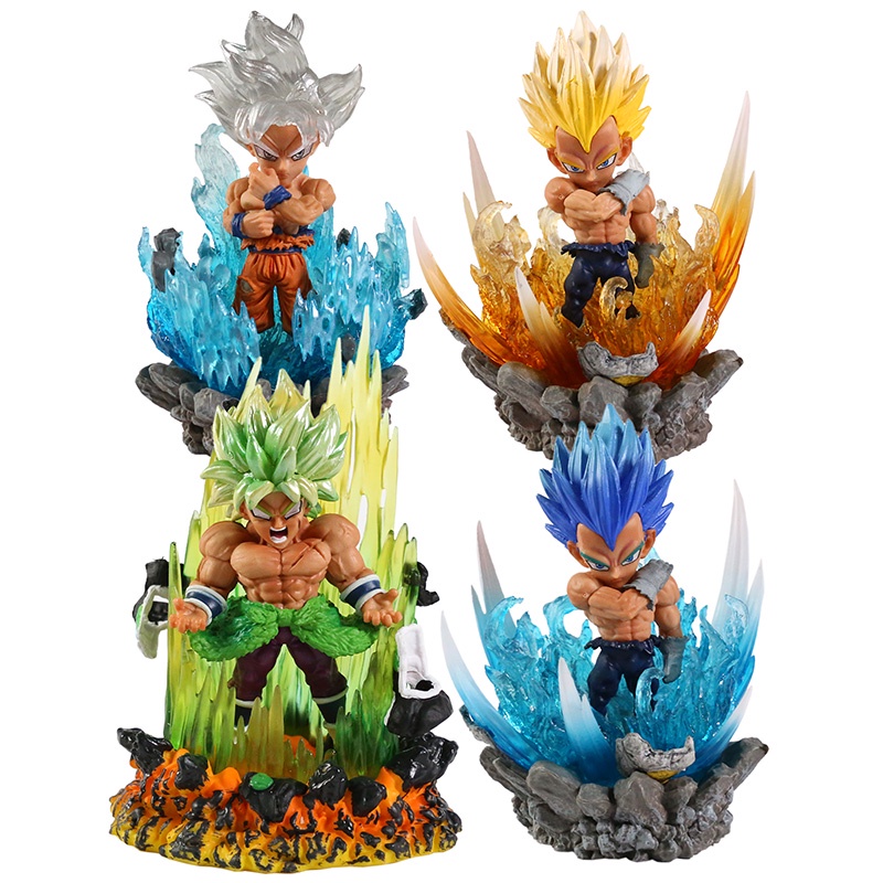 Mainan Action Figure Dragon ball Z Super Saiyan Broly Vegeta Son Goku Bahan PVC Dengan Led