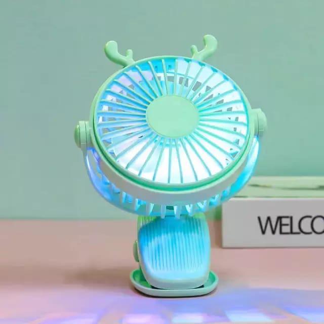 Kipas Angin Jepit Portable mini Lighting / MINI FAN JEPIT PUTAR 360°