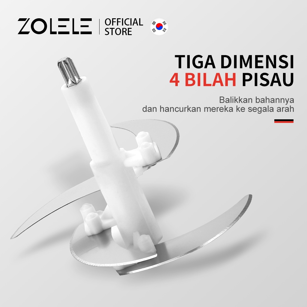 ZOLELE Electric Blender Chopper 2L Multifungsi Alat Pemotong Sayuran Daging 4 in1 Penggiling Listrik Kebisingan Rendah Pengaduk Food Vegetable Onion Slicer Penggiling Cabe Cutter Fruit Slicer Grater Processor ZD001