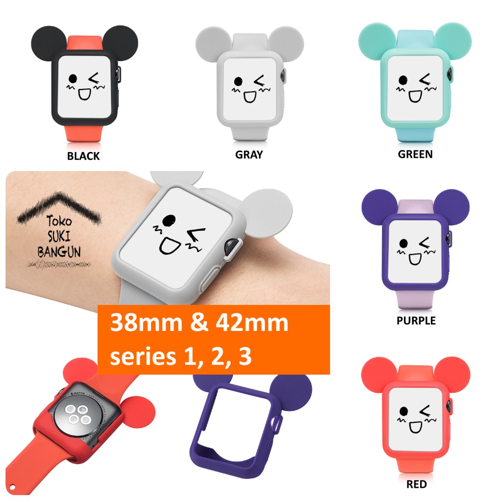 Mickey MOUSE Ears Soft Silicone Case for Apple Watch 38mm 42mm Rubber