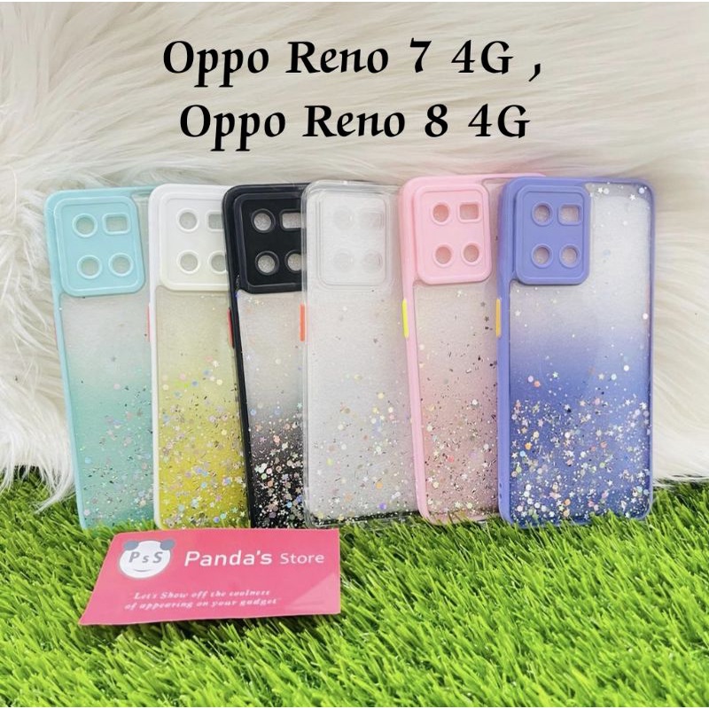 Glitter Case Oppo Reno 7 4G / Reno 8 4G Funny Color Dengan Pelindung Kamera (PsS)