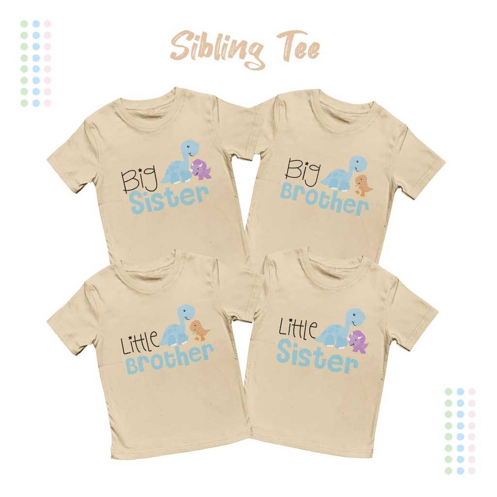 Kaos Couple Anak 1-12 Tahun Laki Laki Perempuan Unisex Sibling Tee Series Brother &amp; Sister Dino