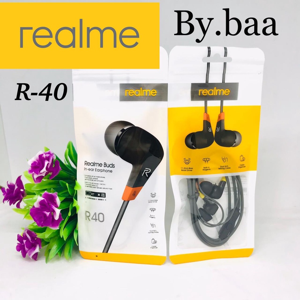 GROSIR HEADSET REALME BUDS R40 EXTRA BASS HANDSFREE REALME R40 STEREO EARPHONE REALME R-40