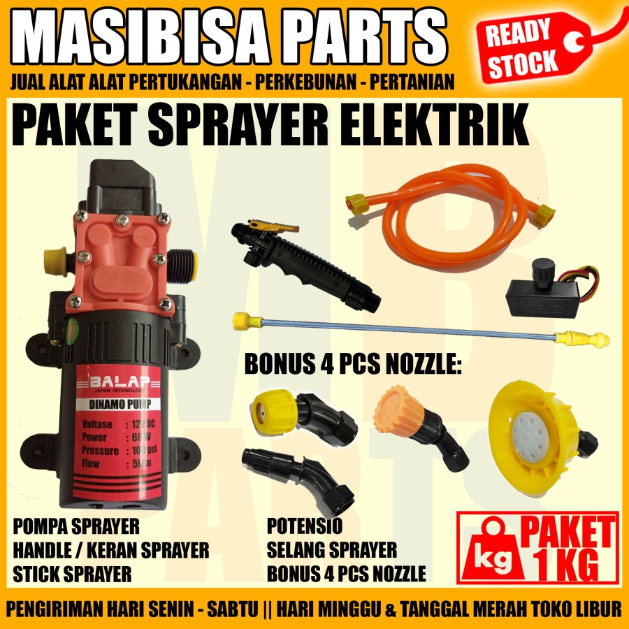 PAKET SPRAYER ELEKTRIK DENGAN POTENSIO HANDEL KUNING FREE NOZZLE