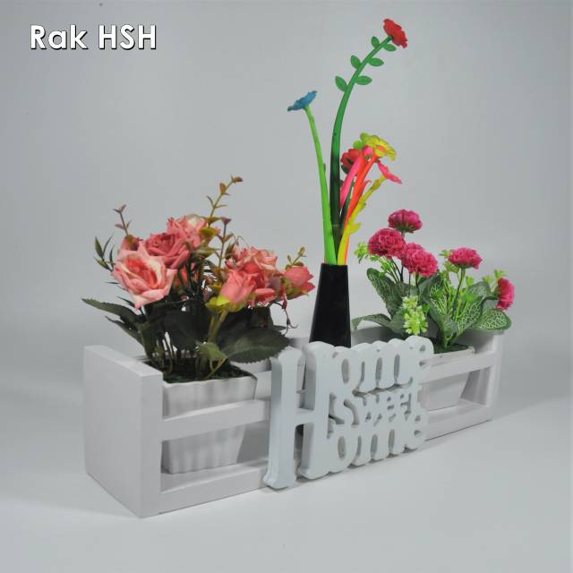 Hiasan dinding rak home sweet home kayu putih, rak gantung, rak kayu unik,