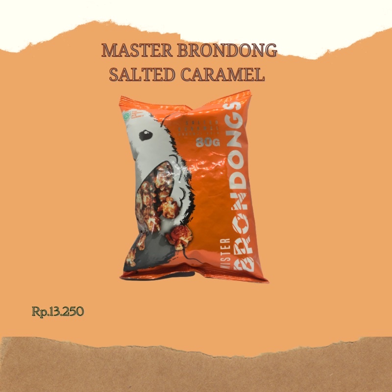 

Mister Brondong PopCorn Snack 80gr - Rasa SALTED CARAMEL