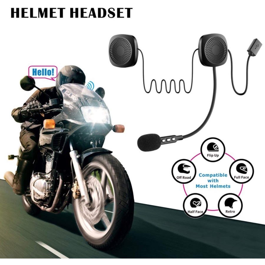 MH06 Motorcycle Helmet Wireless Bluetooh Headphone Stereo Music / Headset Bluetooth Helm Communicator Sepeda Motor Headset Touring Traveling