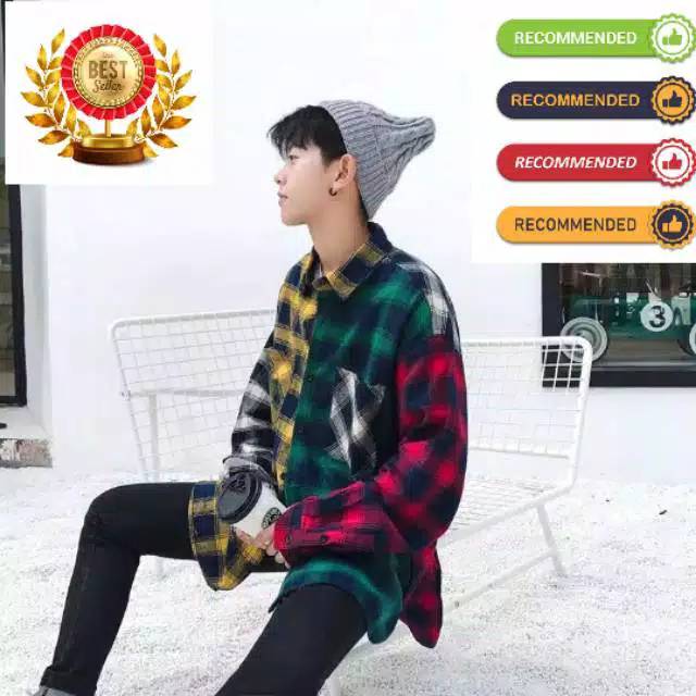 kemeja pria lengan panjang gaya korea mahasiswa