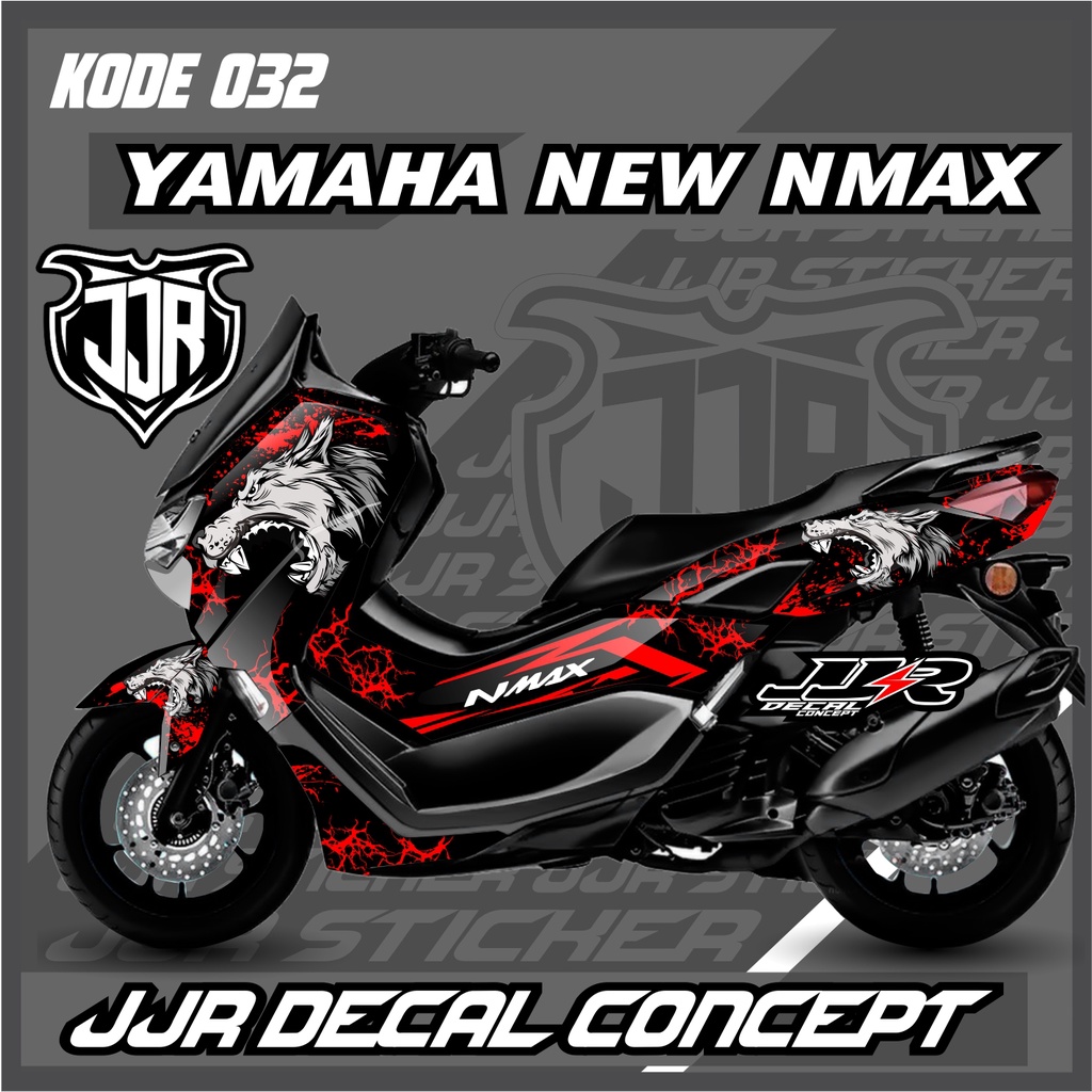 STIKER DECAL YAMAHA NEW NMAX 2020-2023 FULL BODY MOTIF SERIGALA STICKER YAMAHA NMAX-AKSESORIS YAMAHA