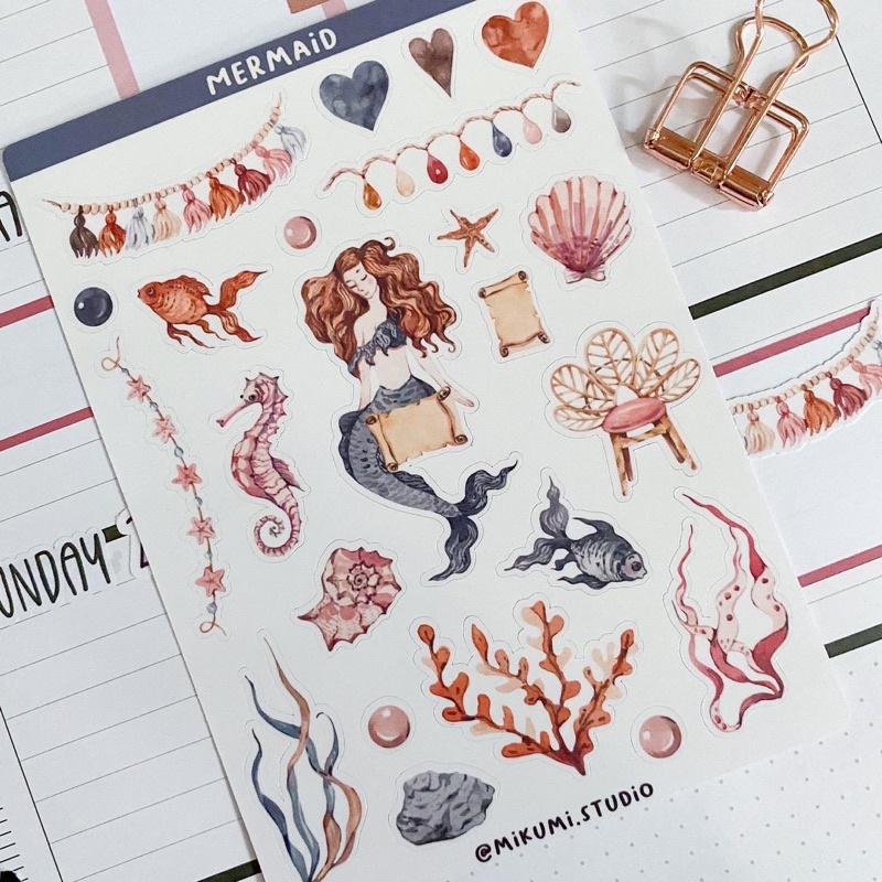 

[MIKUMI] Mermaid Sticker Sheet | Doff Sticker | Kiss Cut sticker | Deco sticker | Journaling Kits | Bujo Kits | Planner Sticker | Stiker Planner | Sticker Lucu | Sticker Planner | Sticker Bujo | Deco Kit | Scrapbook Sticker